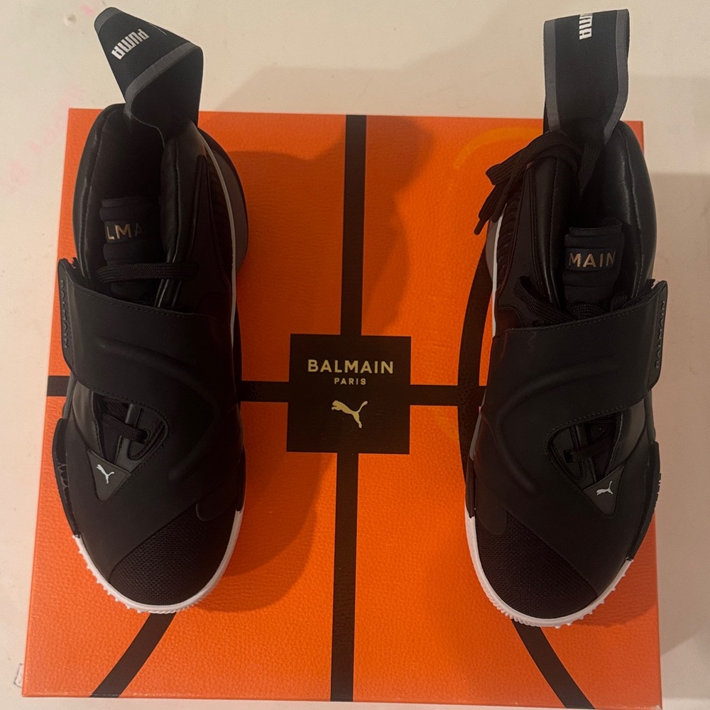 Balmain Kids Black and White Sneakers